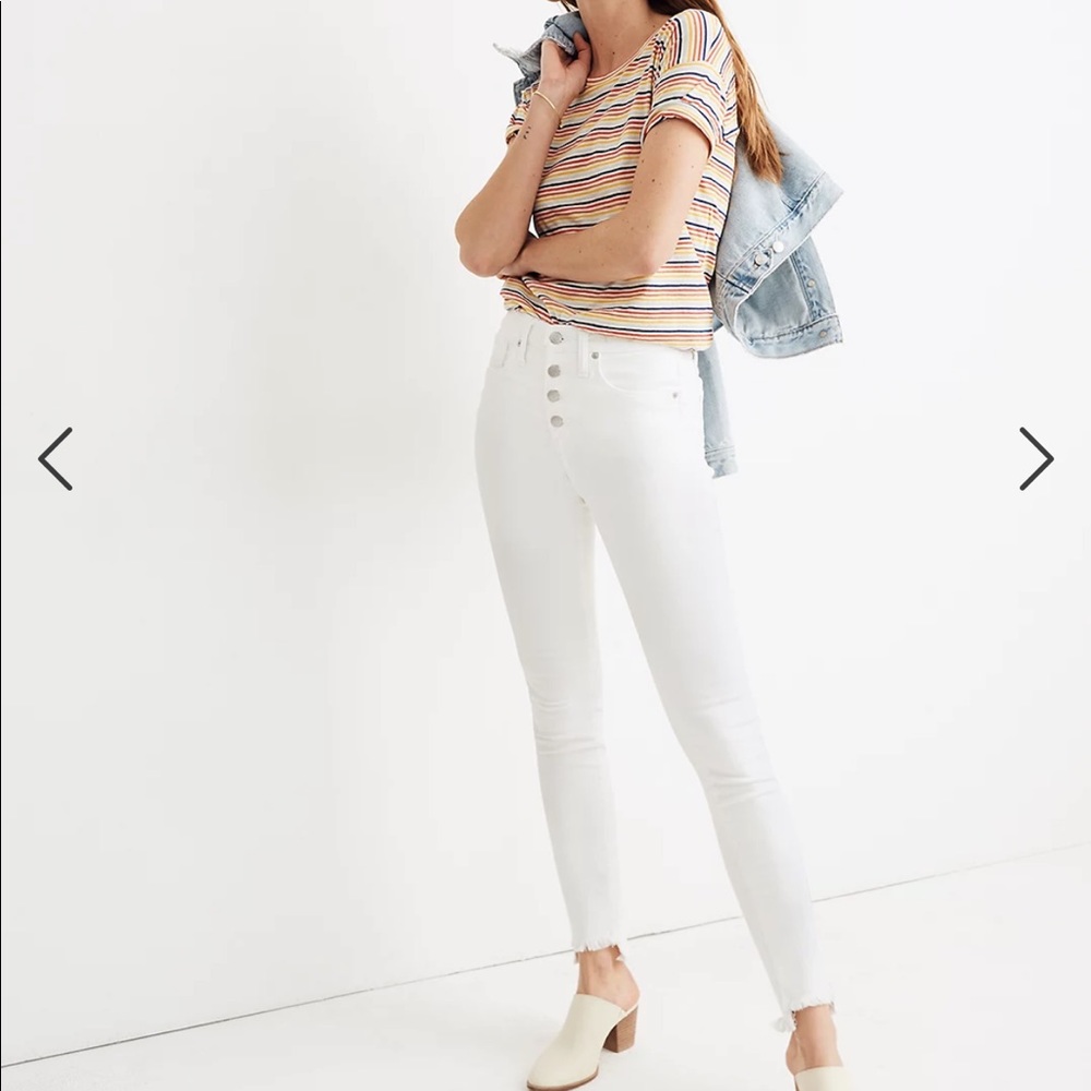 Madewell 10” high-rise skinny jeans in pure white: step hem edition